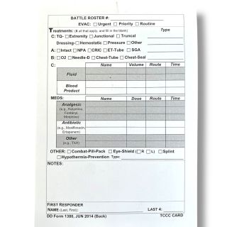 Combat Victim Card (TCCC Card) - 